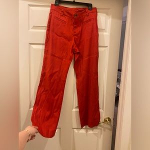 Cabi red linen straight pants, size 10
